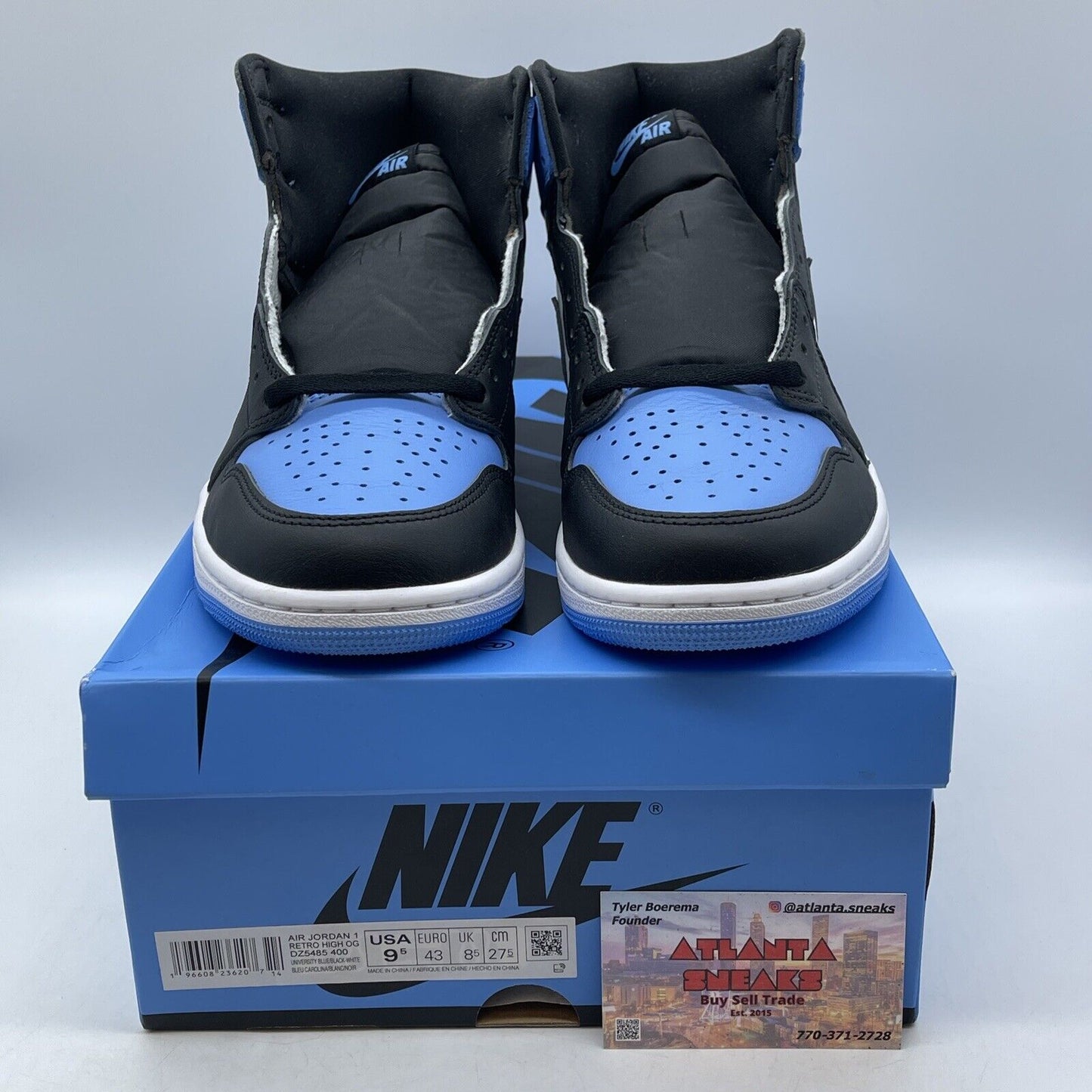 Size 9.5 - Jordan 1 Retro OG High UNC Toe White Blue Black Leather (DZ5485-400)