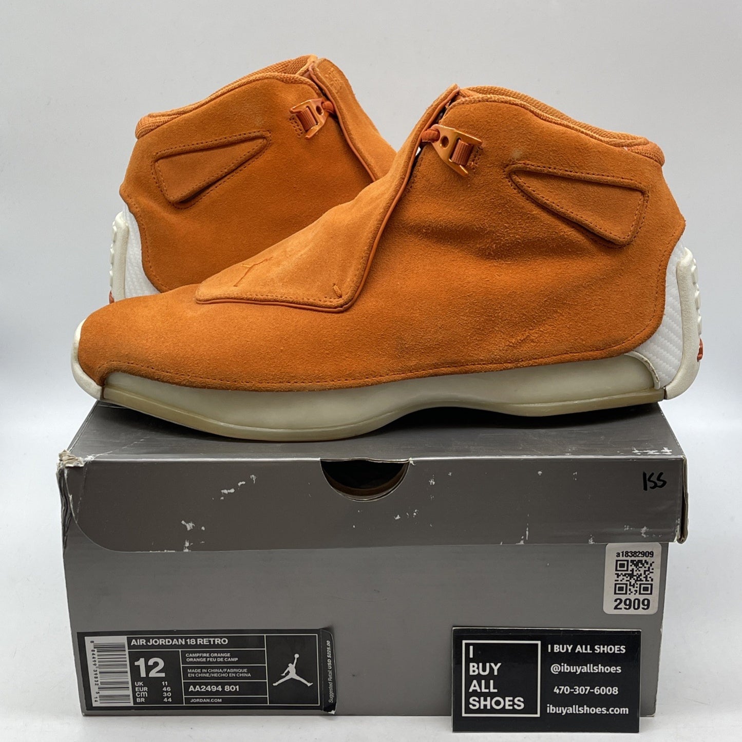 Size 12 - Air Jordan 18 Retro Orange Suede White (AA2494-801)