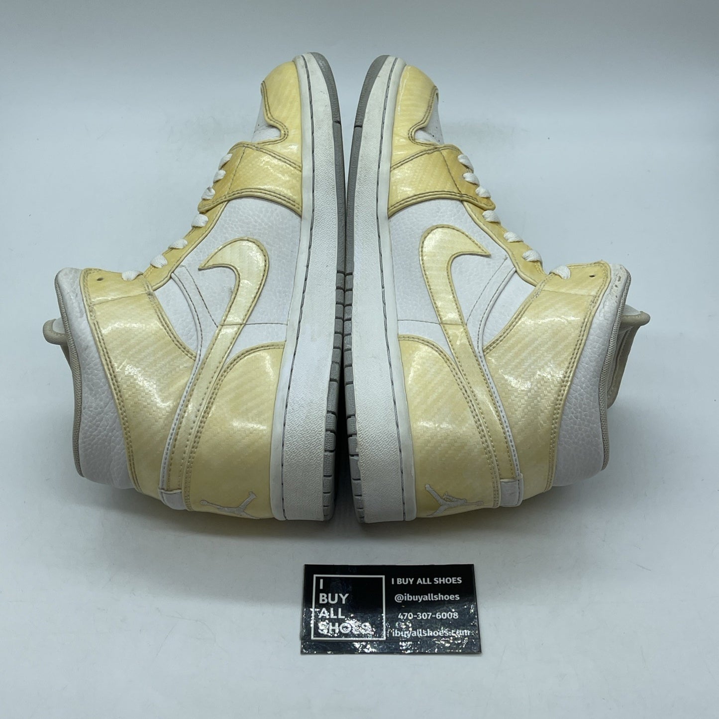 Size 12 - Air Jordan 1 Phat White Wolf Grey Yellow Leather (364770-102)