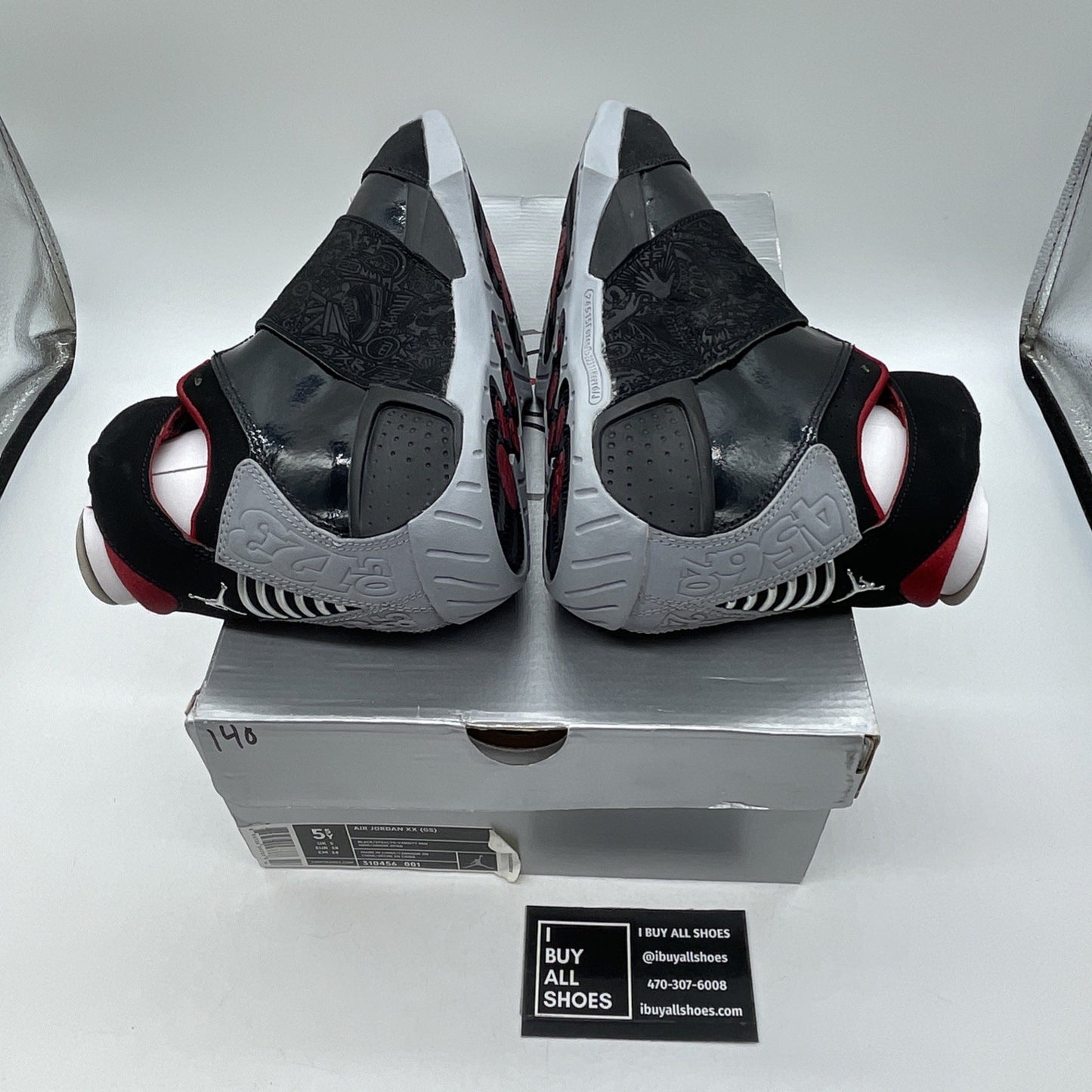 Size 5.5Y (GS) - Air Jordan 20 OG 2005 Mid Stealth Black Leather (310456-001)
