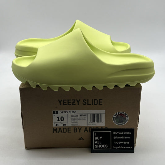 Size 10 - Adidas Yeezy Men's Slides Glow Green (GX6138)