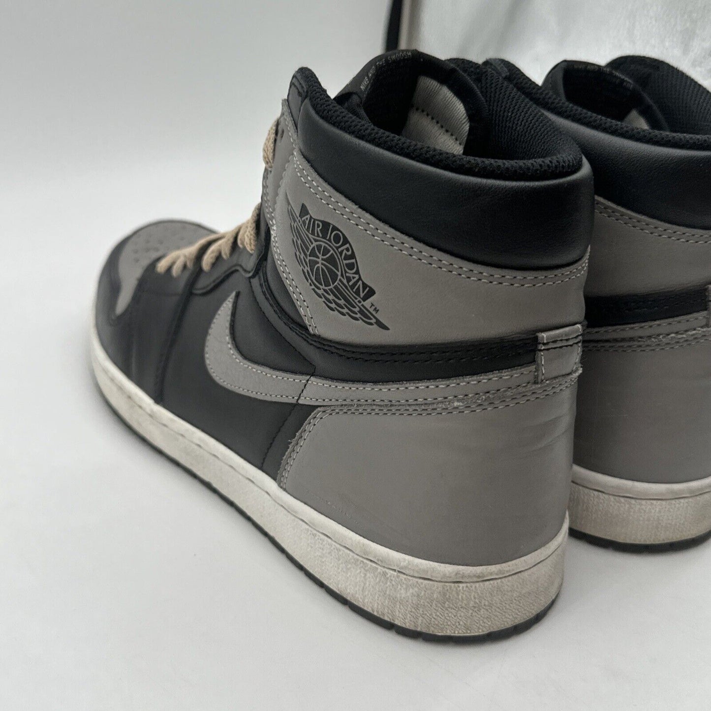 Size 11 - Jordan 1 Retro OG High Shadow Black Grey Premium Leather Cream Laces