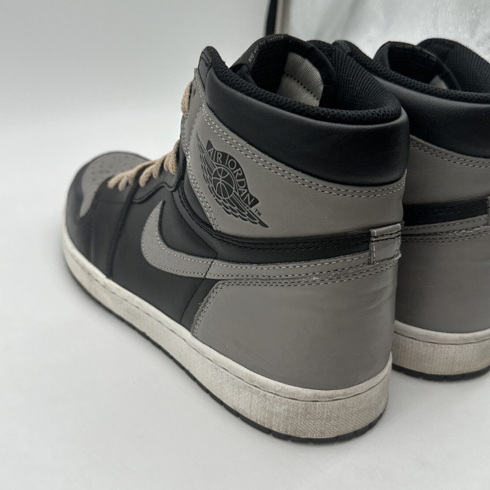Size 11 - Jordan 1 Retro OG High Shadow Black Grey Premium Leather Cream Laces
