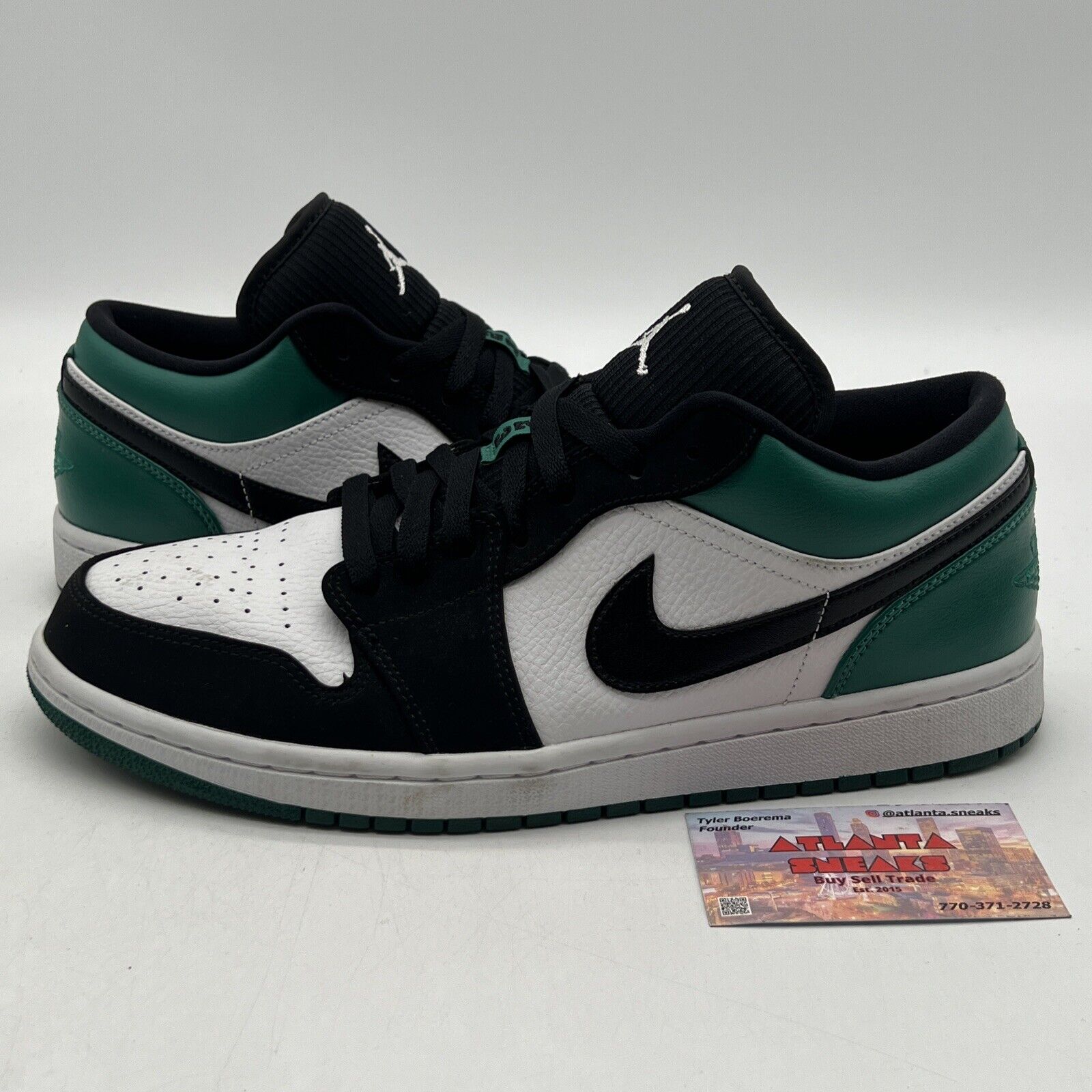 Size 10.5 - Air Jordan 1 Low Mystic Green Black White Suede Leather (553558-113)