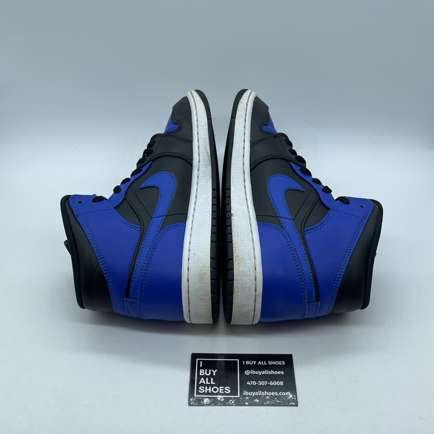 Size 9 - Jordan 1 Mid Hyper Royal Blue Black Leather (554724-077)
