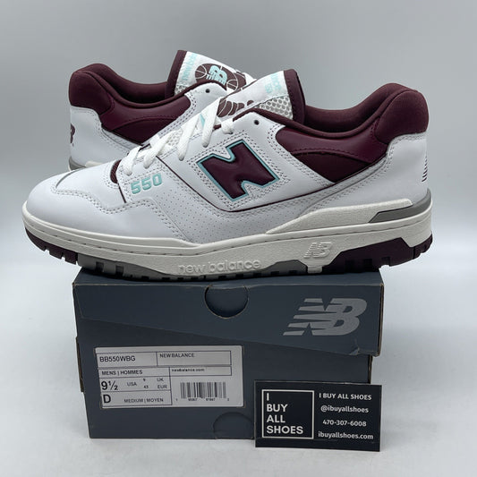 Size 9.5 - New Balance 550 Burgundy Turquoise Leather (BB550WBG)