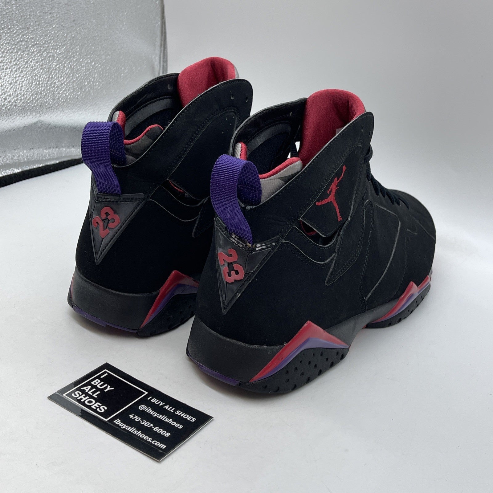 Size 13 - Air Jordan 7 Retro 2012 Raptor Black Purple Red Suede (304775-018)