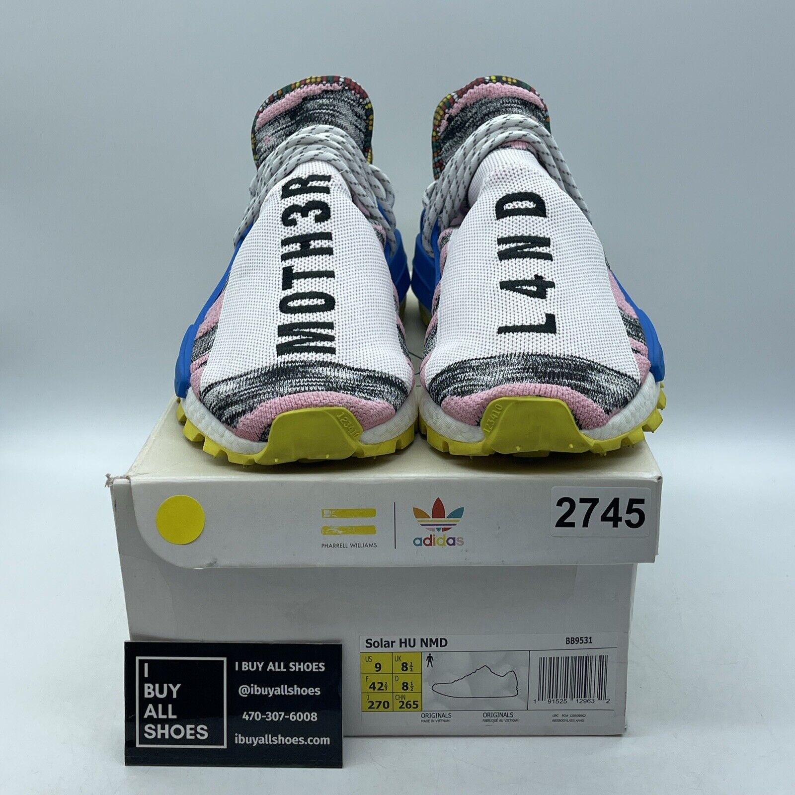 Size 9 - adidas Pharrell x NMD Human Race Trail Solar Pack Suede Blue (BB9531)