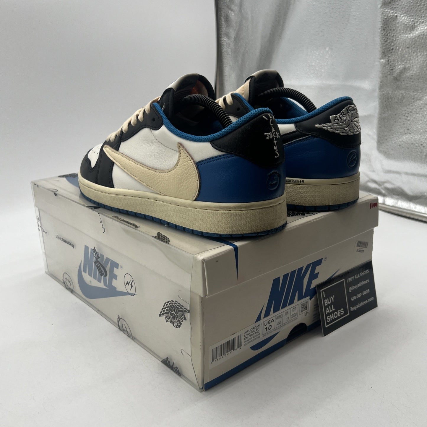 Size 10 - Air Jordan 1 Retro x Fragment Design x Travis Scott Low Blue
