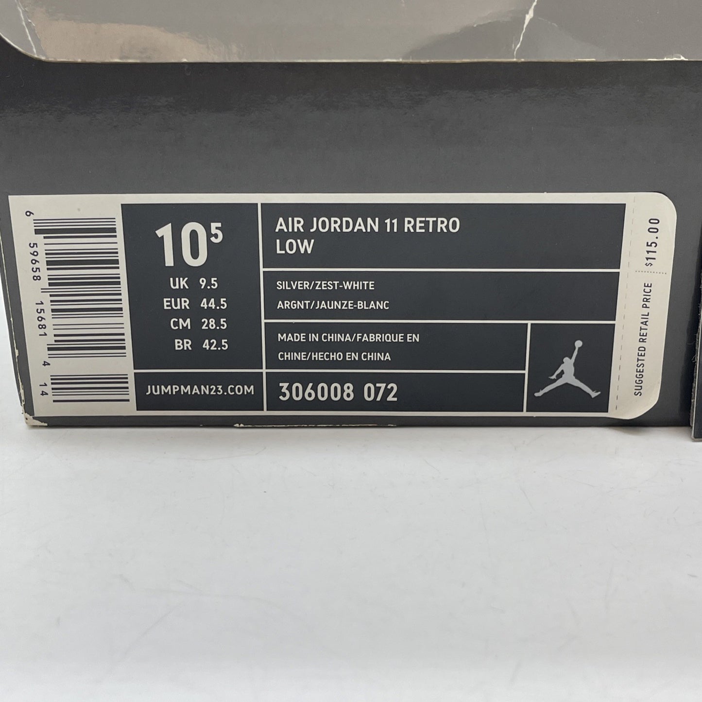 Size 10.5 - Air Jordan 11 Retro IE Low Silver Grey Suede (306008-072)