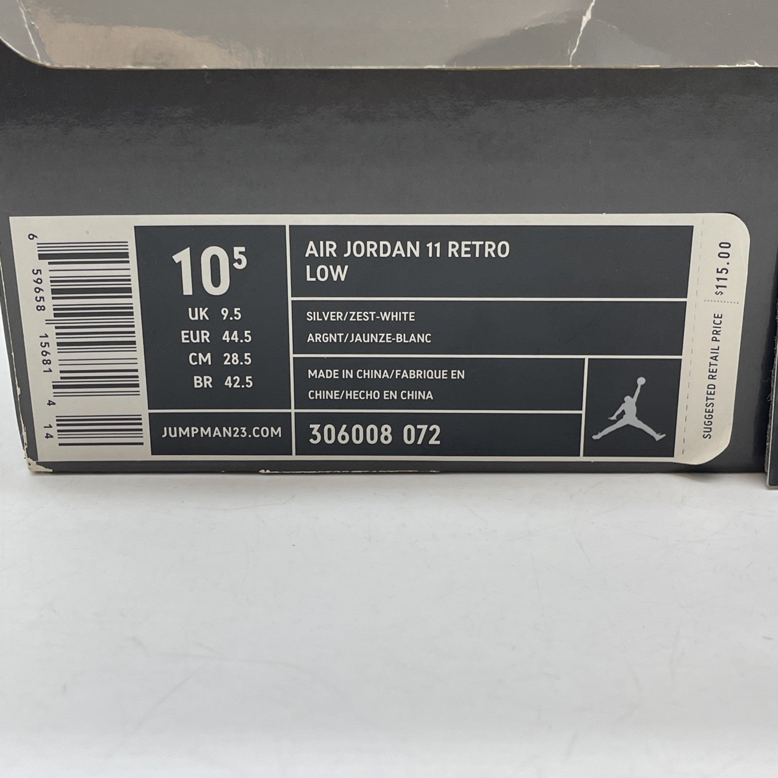 Size 10.5 - Air Jordan 11 Retro IE Low Silver Grey Suede (306008-072)
