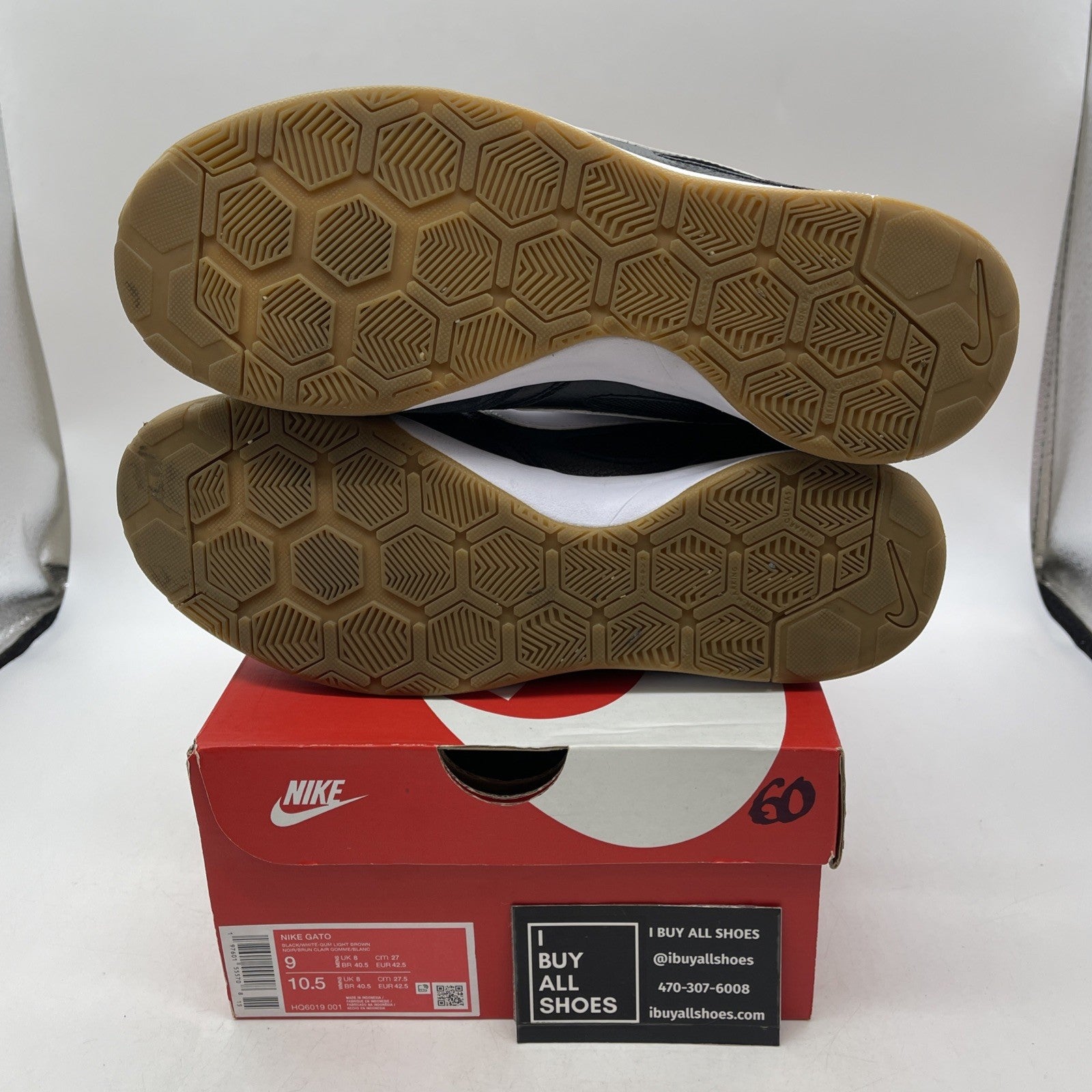 Size 9 - Nike Gato Black White Gum (HQ6019-001)