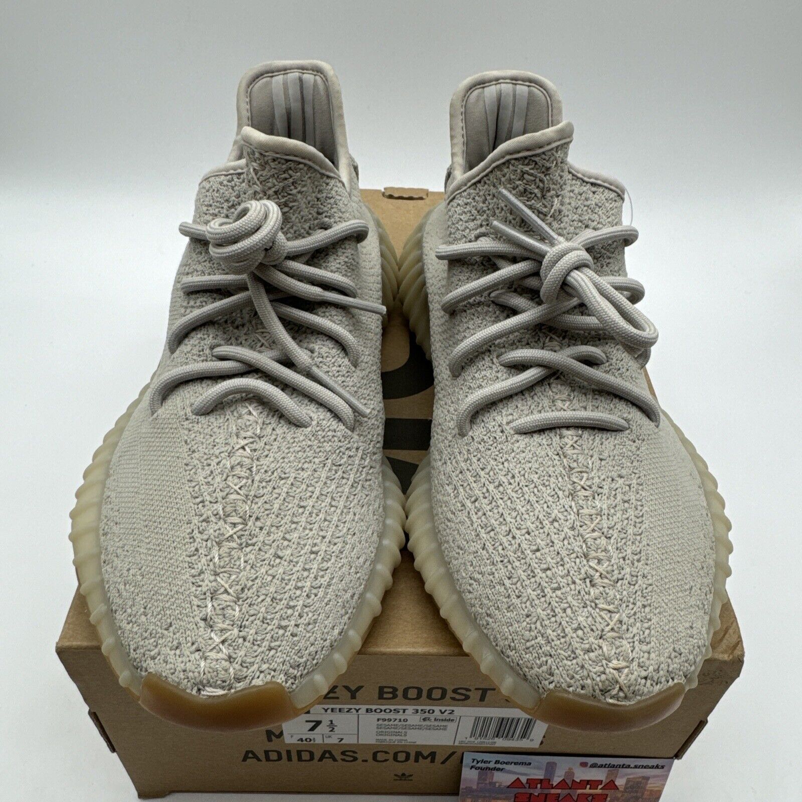 Size 7.5 - adidas Yeezy Boost 350 V2 Low Sesame Grey Gum Bottom OG All First Rls