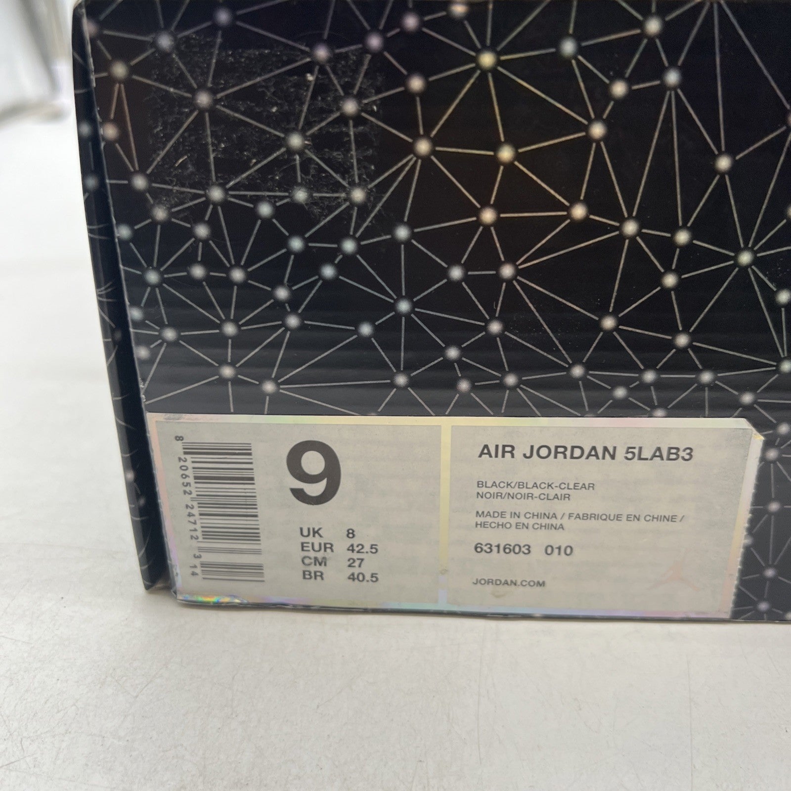 Size 9 - Air Jordan 3 5Lab3 Reflective Black (631603-010)