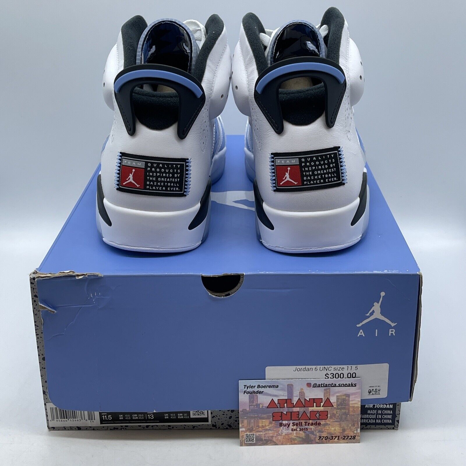 Size 11.5 - Jordan 6 Retro Mid UNC Home White Black Blue Suede (CT8529-410)