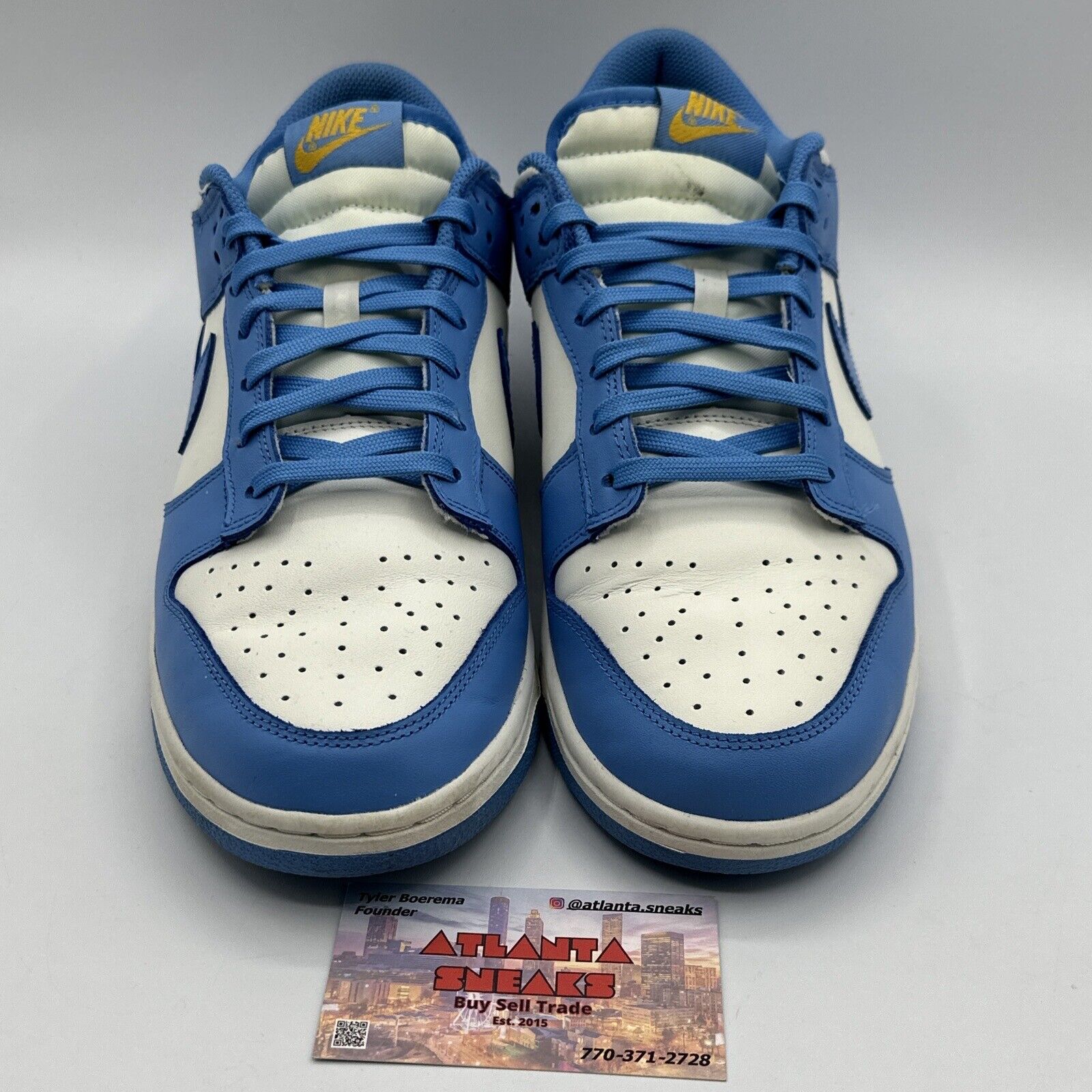 Size 11 W - Nike Dunk Low Coast 2021 University Blue Yellow Cream Leather Og