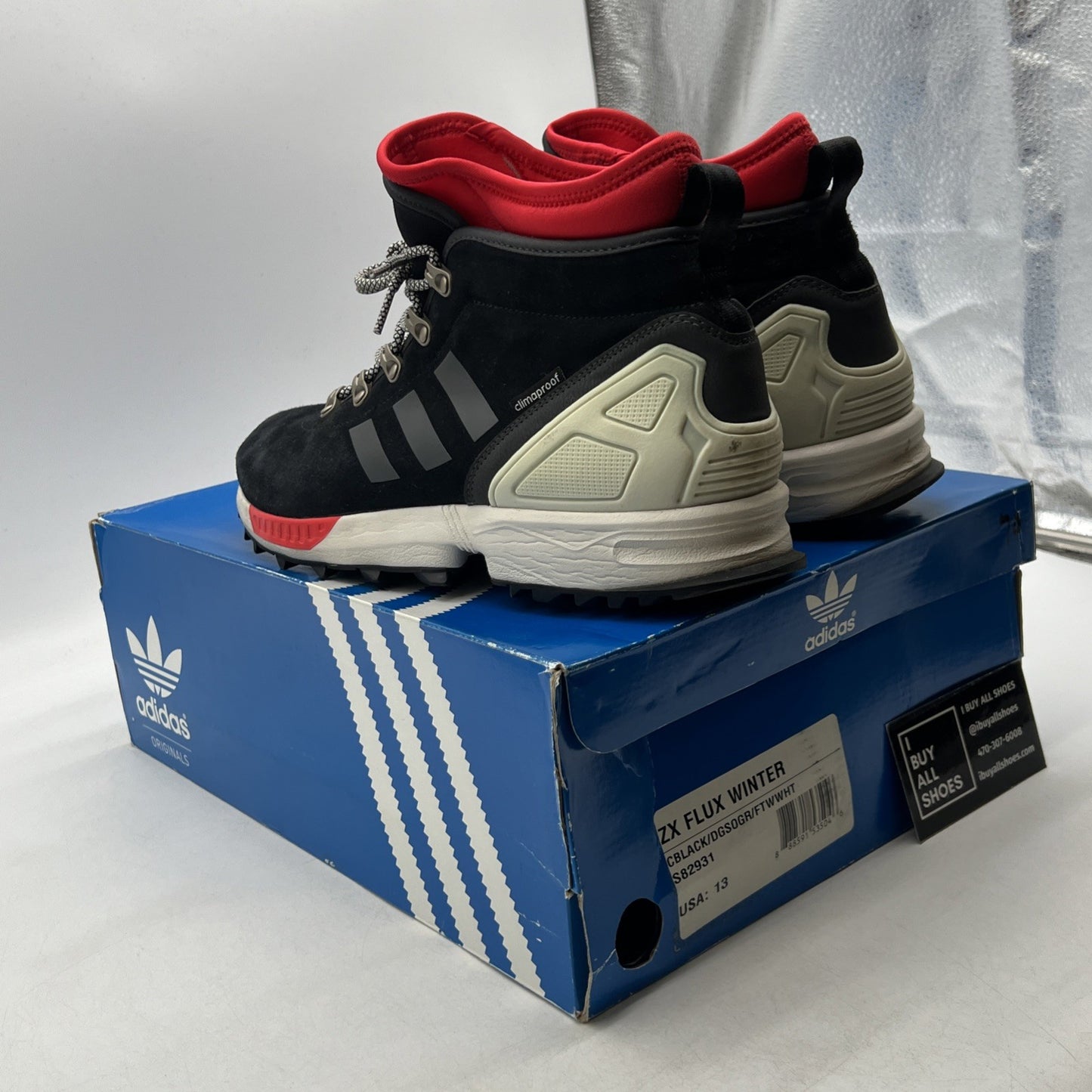 Size 13 - Adidas ZX Flux Winter Black Scarlet (S82931)