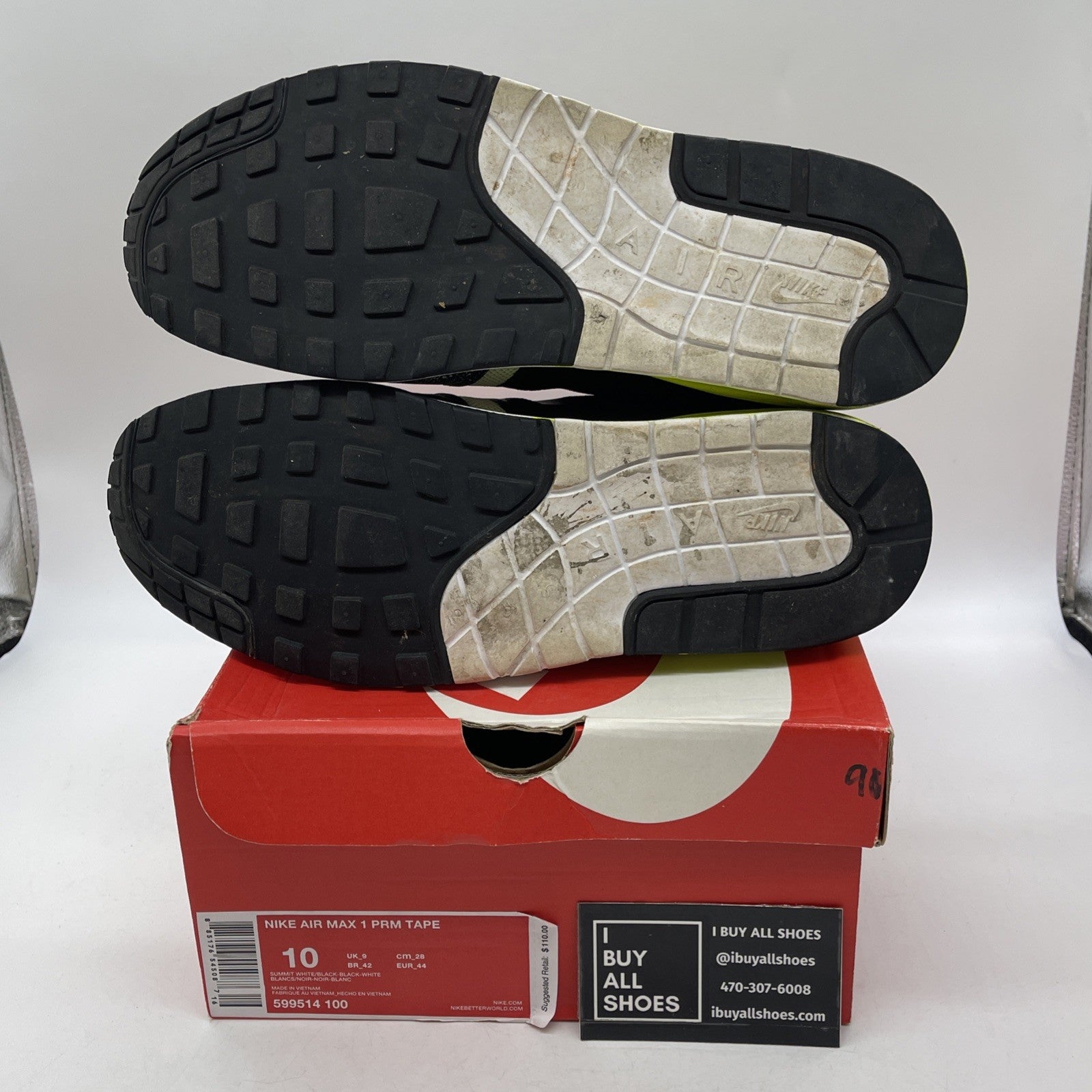Size 10 - Nike Air Max 1 Night Run Black Grey Suede Leather (599514-100)
