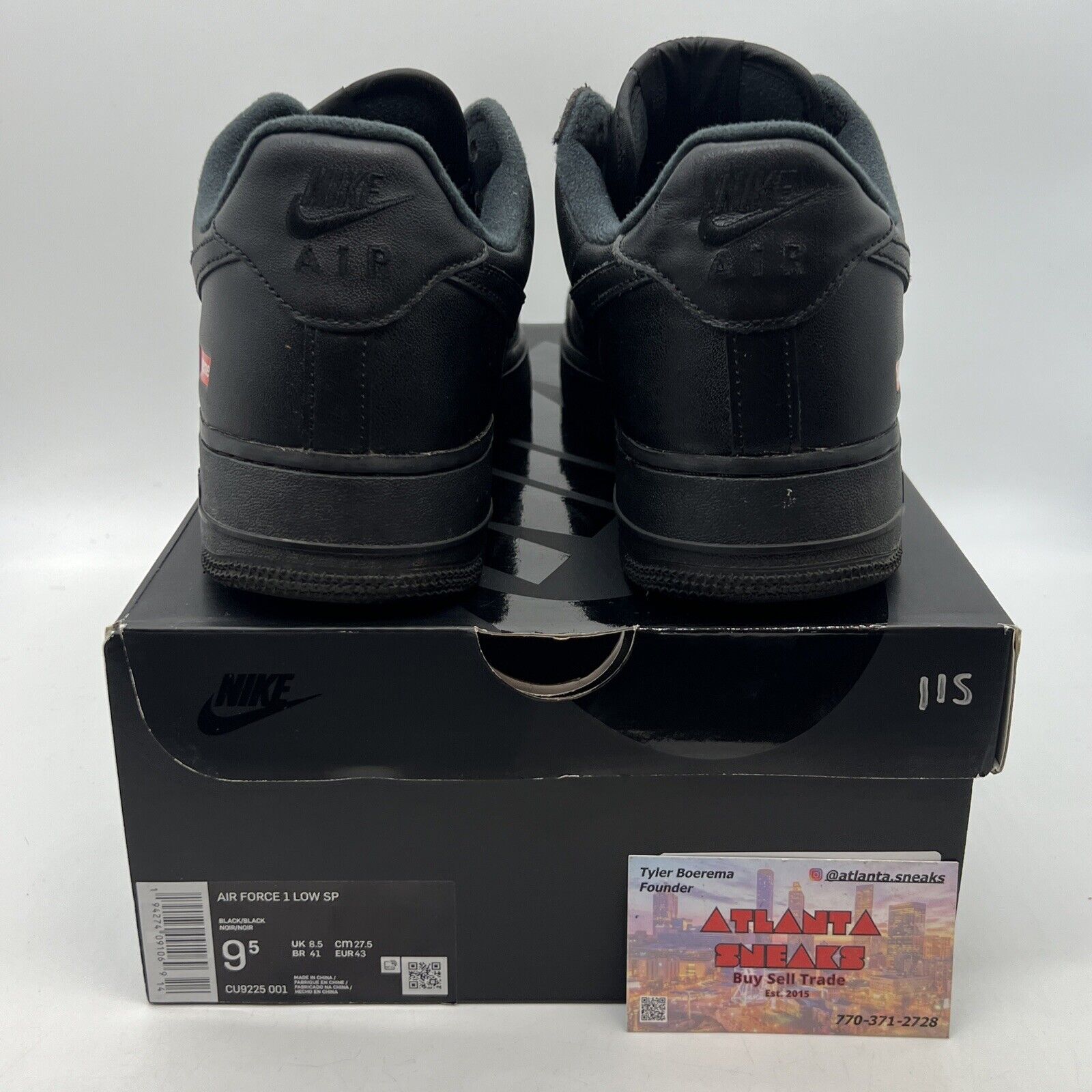 Size 9.5 - Nike Air Force 1 Low x Supreme Box Logo - Black Red (CU9225-001)