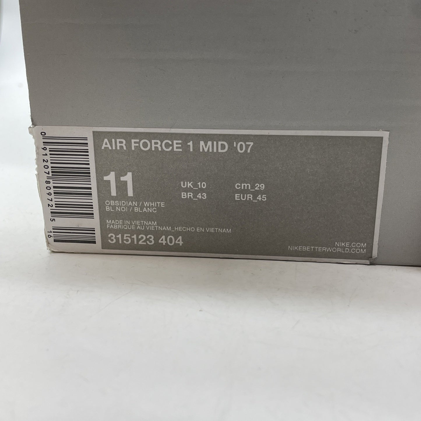 Size 11 - Nike Air Force 1 Mid Obsidian White Blue Leather (315123-404)