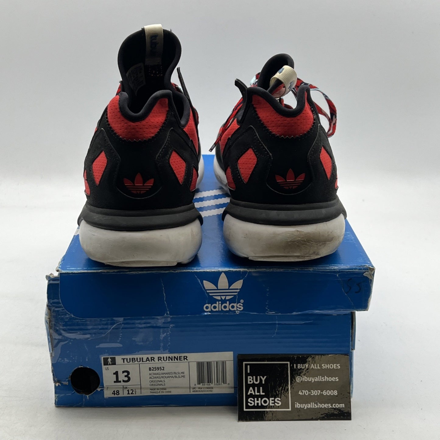 Size 13 - Adidas Tubular Runner Red Black (B25952)