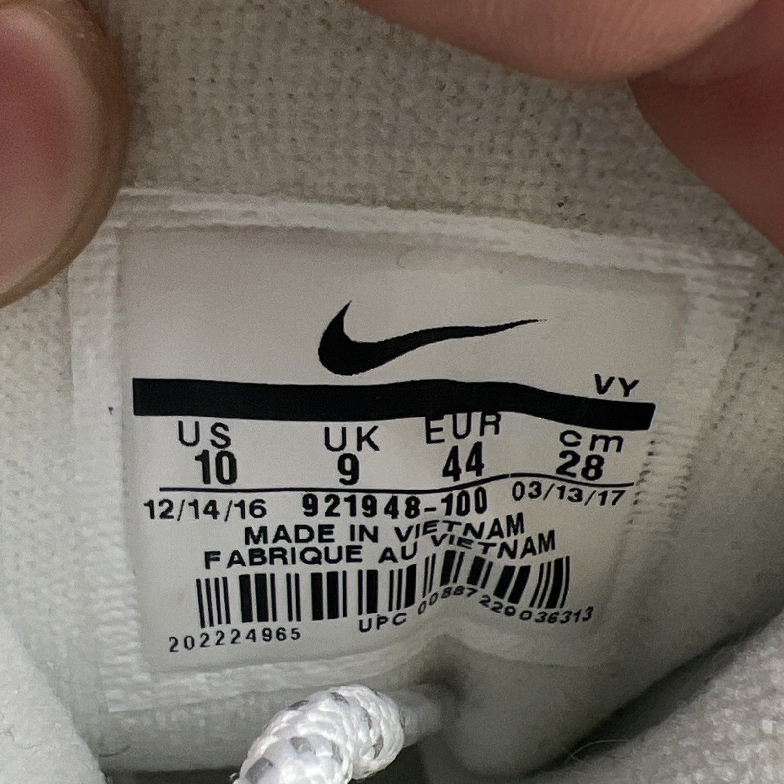 Size 10 - Nike Air More Uptempo Triple White (921948-100)