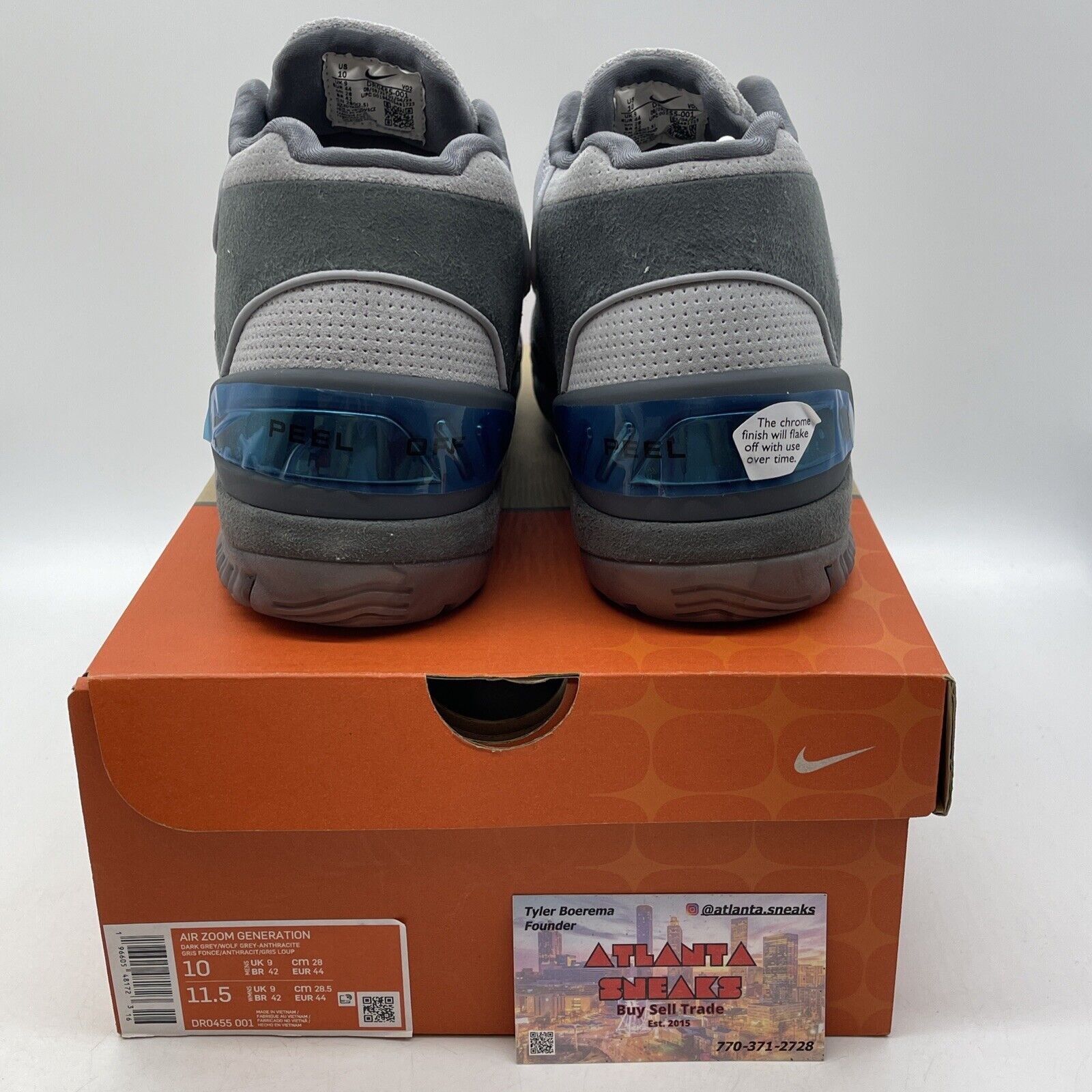 Size 10 - Nike Air Zoom Generation Retro Dark Grey Black Suede (DR0455-001)