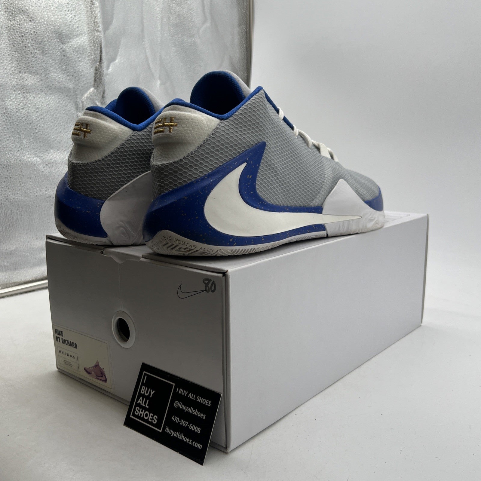Size 13- Nike Zoom Freak 1 Giannis Antetokounmp ID Shoes White Blue (CJ5614-991)