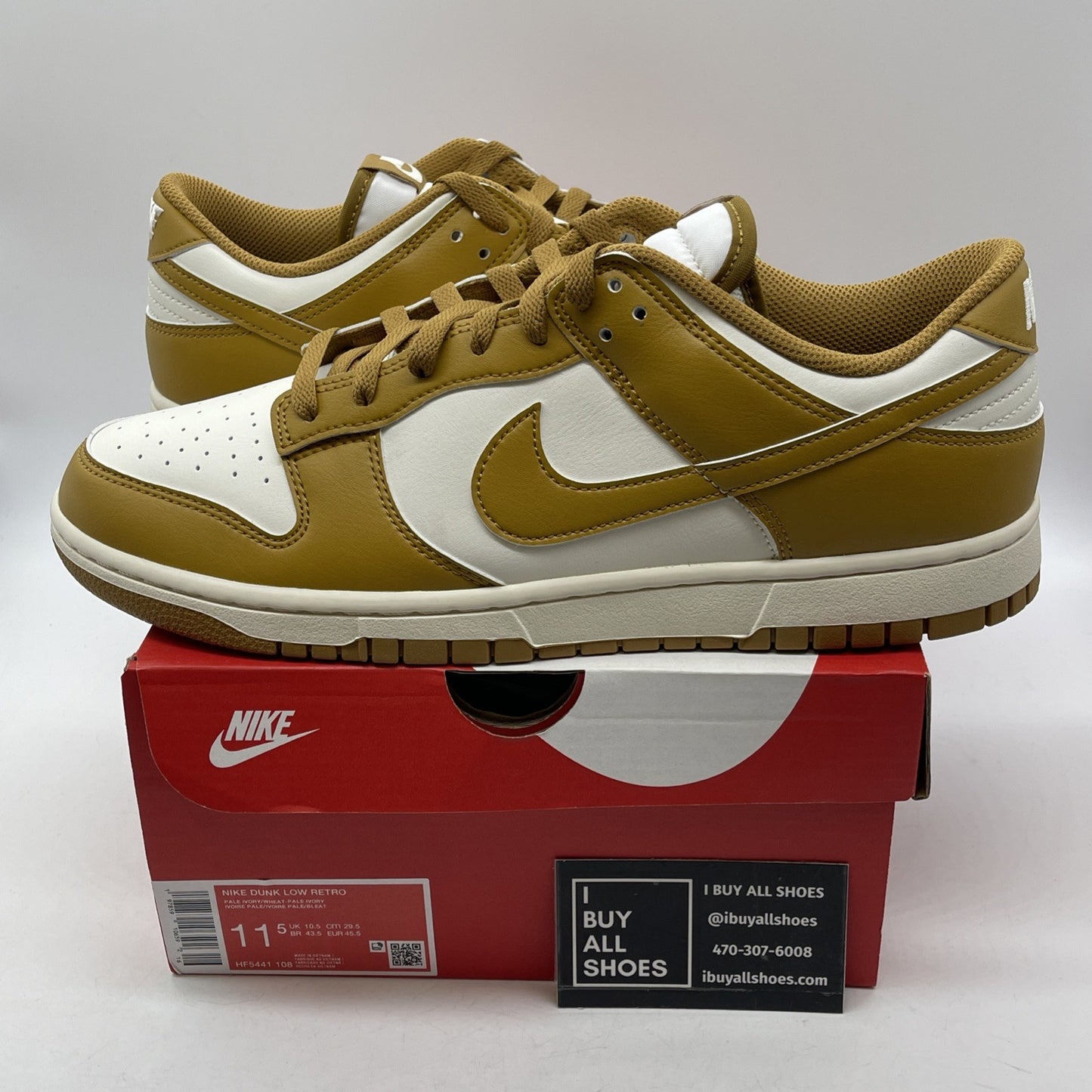 Size 11.5 - Nike Dunk Low Wheat White Brown Leather (HF5441-108)