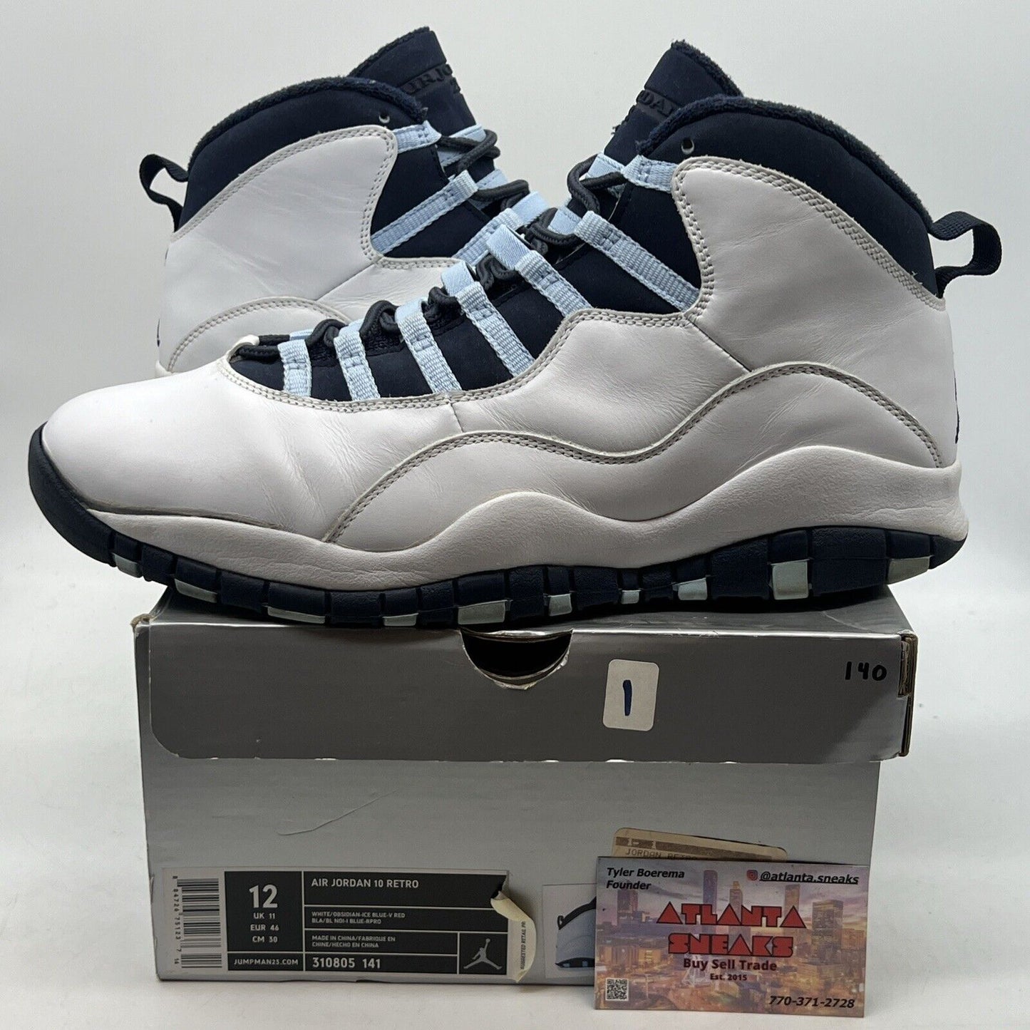 Size 12 - Air Jordan 10 Retro 2005 Ice Blue White Leather (310805-141)