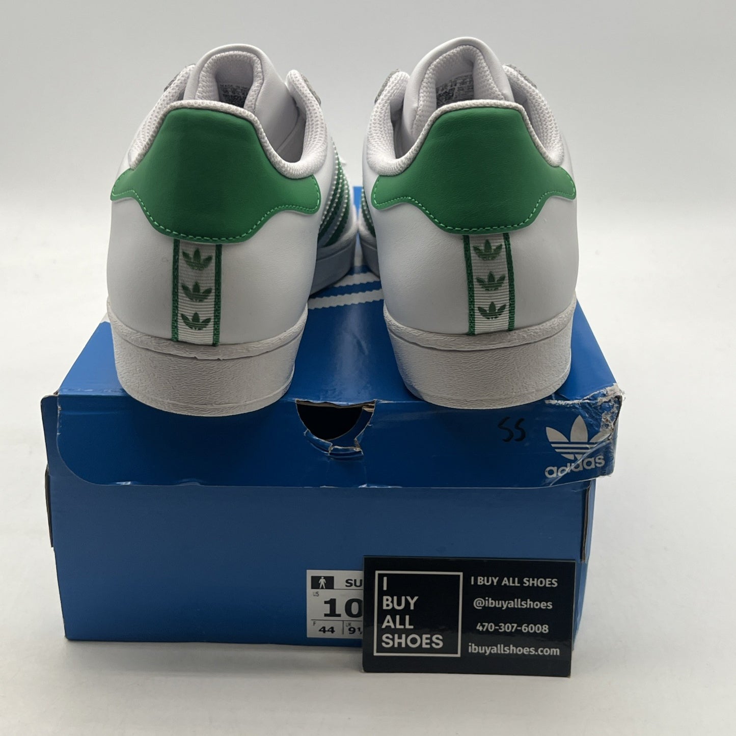 Size 10 - adidas Superstar White Green (IE9047)