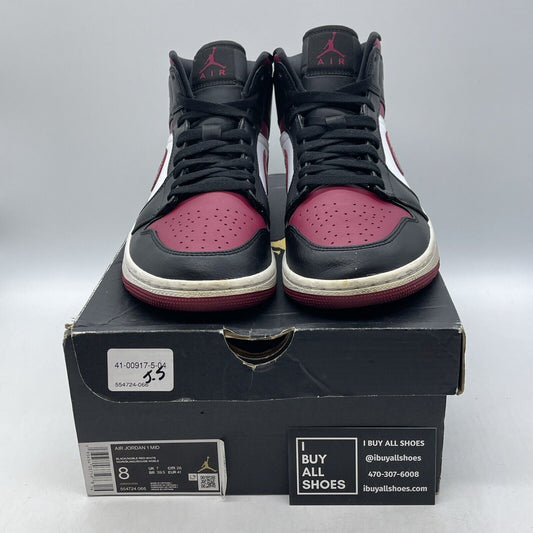 Size 8 - Air Jordan 1 Mid Noble Red Purple Black White Leather (554724-066)