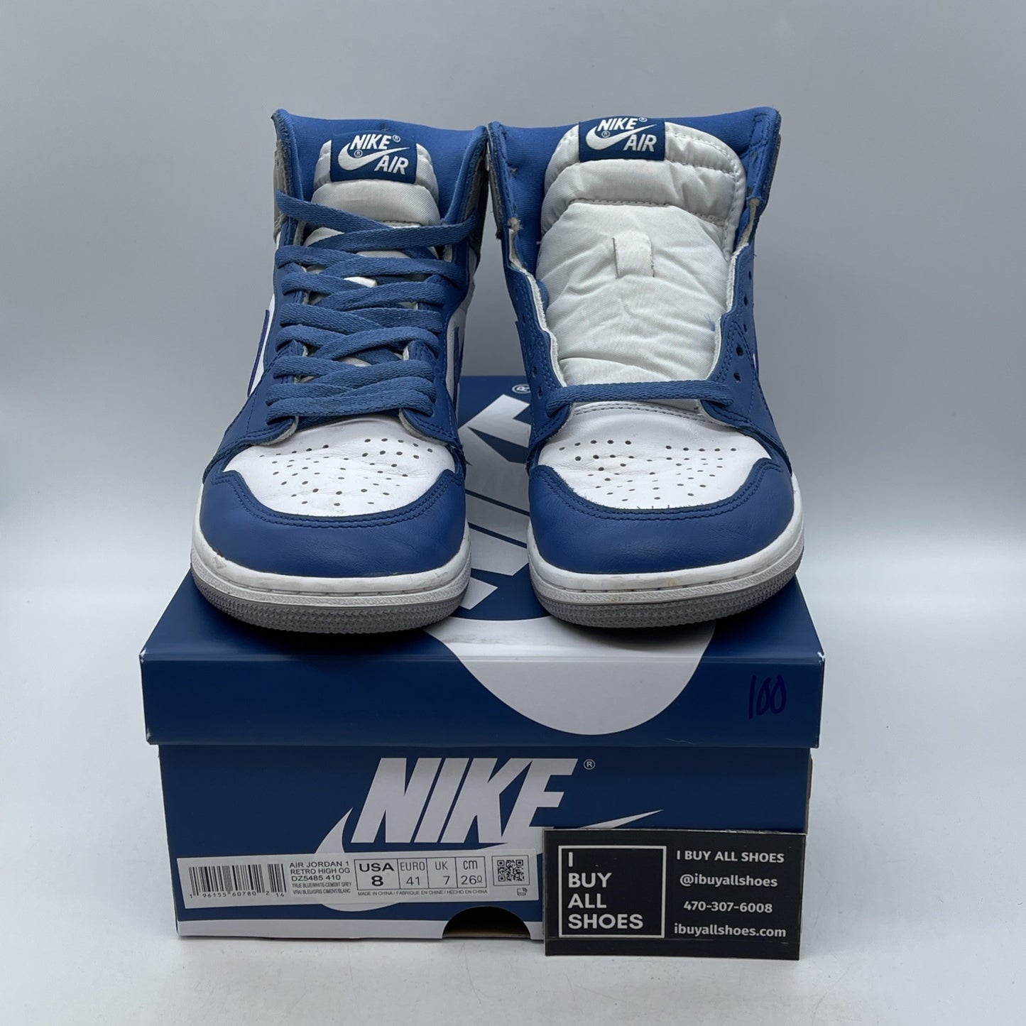 Size 8 - Air Jordan 1 Retro OG High True Blue (DZ5485-410)