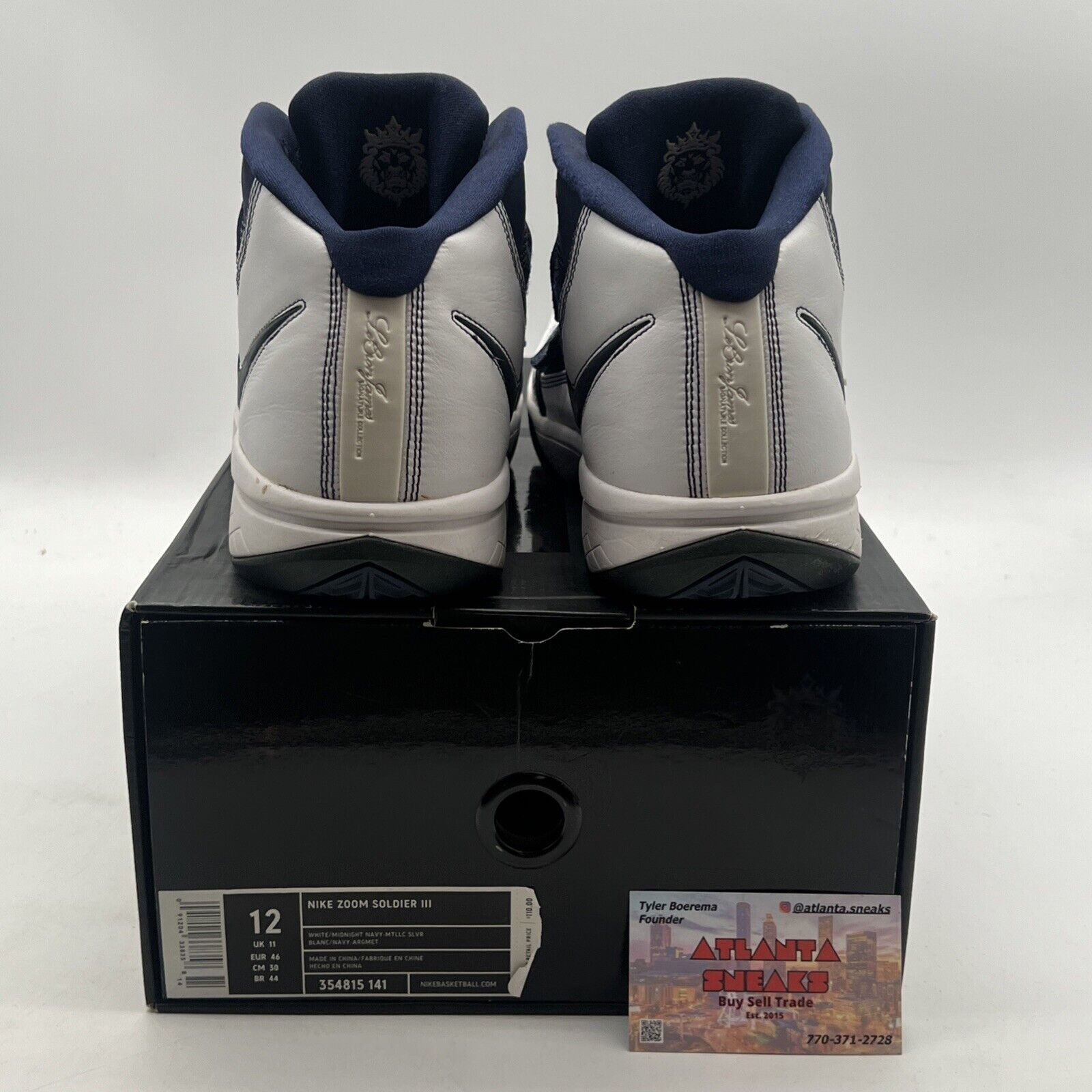 Size 12 - Nike LeBron Zoom Soldier 3 White Midnight Navy (354815-141)