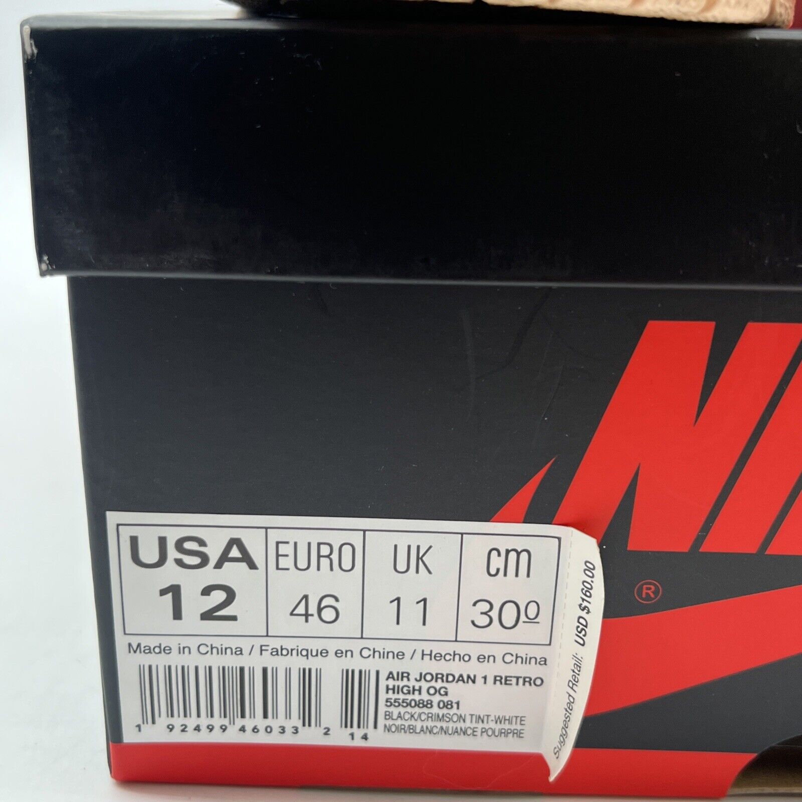 Size 12 - Air Jordan 1 Retro OG High Crimson Tint (555088-081)