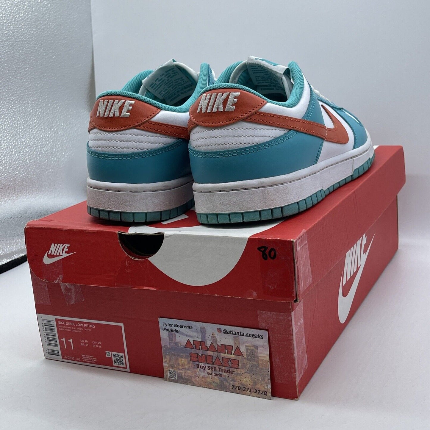 Size 11 - Nike Dunk Low Miami Dolphins White Blue Orange Leather (DV0833-102)