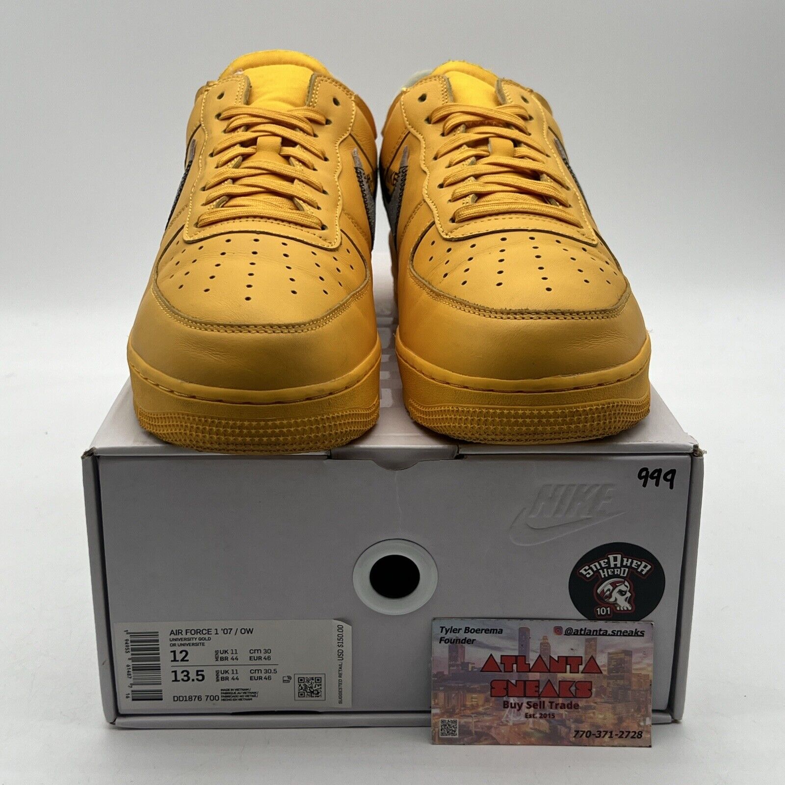 Size 12 - Off-White Nike Air Force 1 Low Lemonade Grey Yellow (DD1876-700)