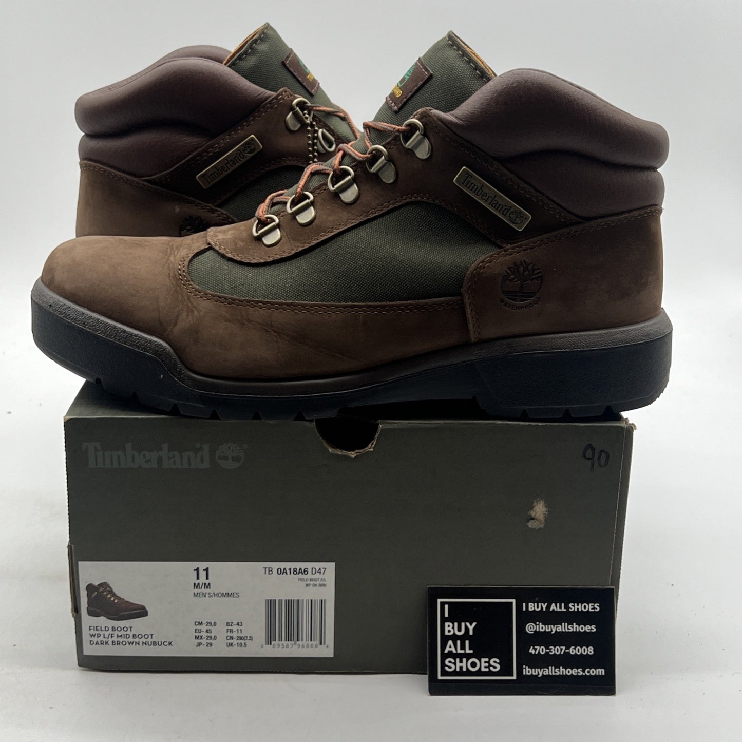 Size 11 - Men's Timberland Field Waterproof Mid Boots TB-0A18A6-D47 Brown Nubuck