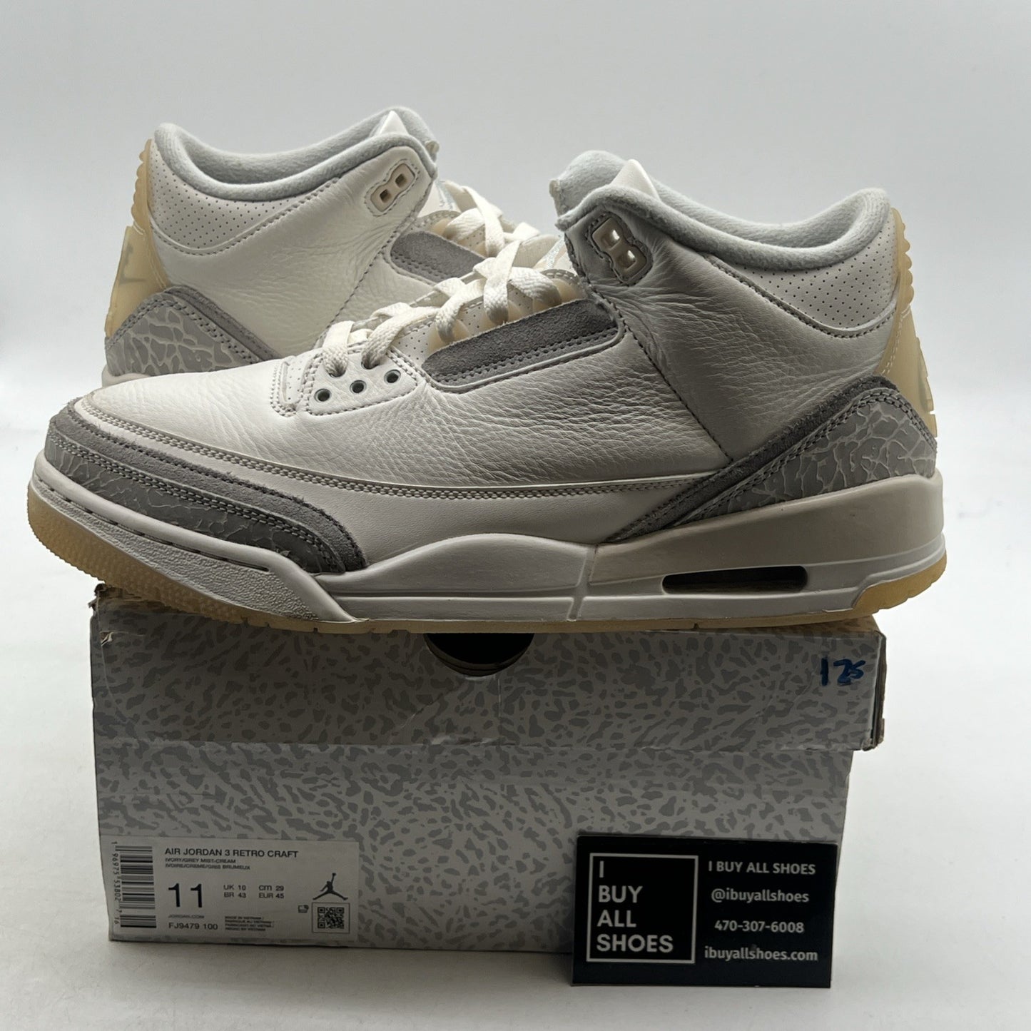 Size 11 - Air Jordan 3 Retro Craft Ivory/Grey White Leather (FJ9579-100)
