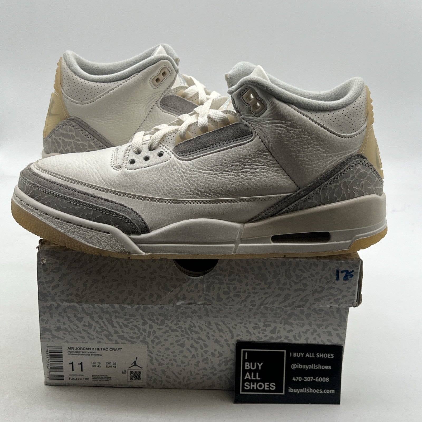 Size 11 - Air Jordan 3 Retro Craft Ivory/Grey White Leather (FJ9579-100)