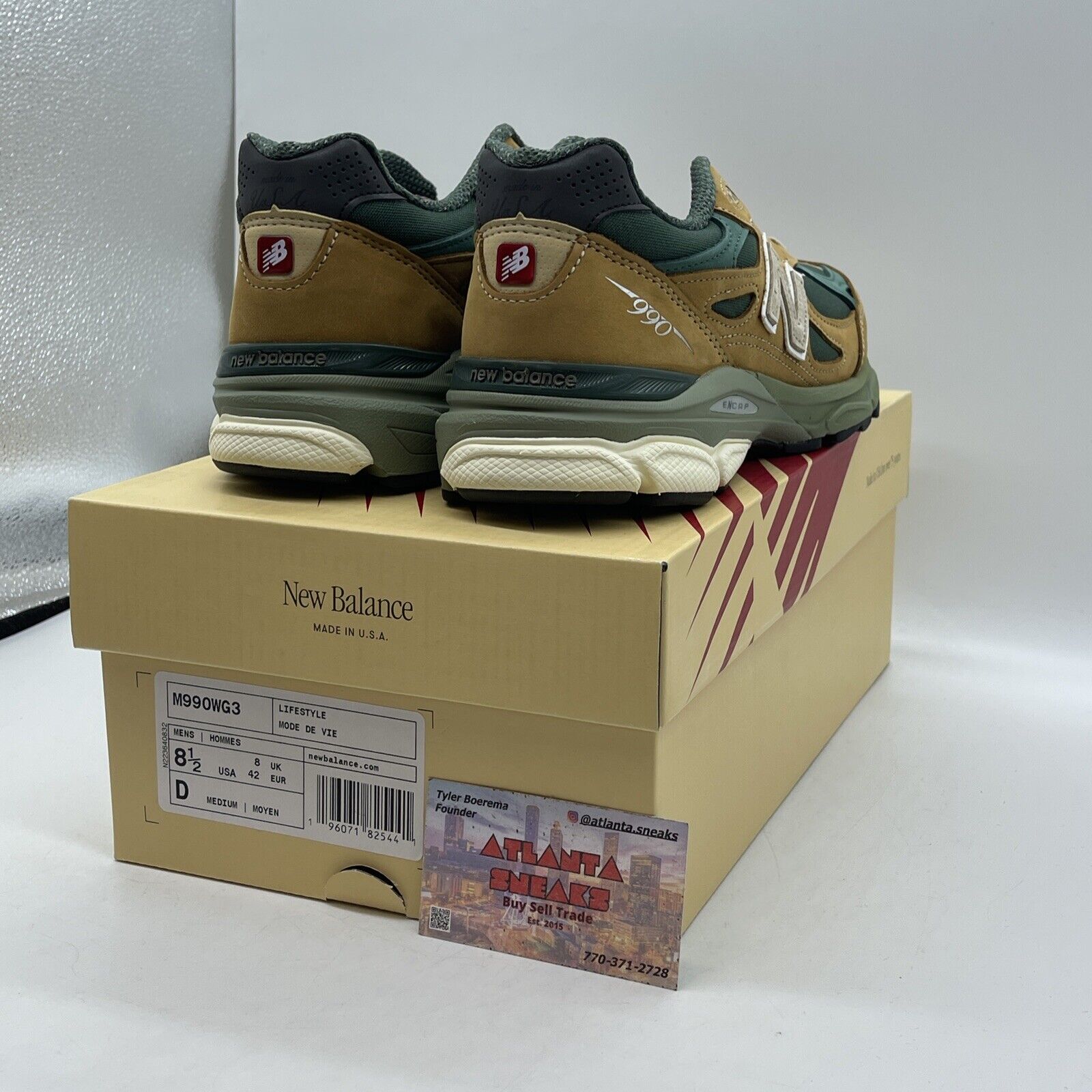 Size 8.5 - New Balance Teddy Santis x 990v3 Made in USA Tan Green (M990WG3)