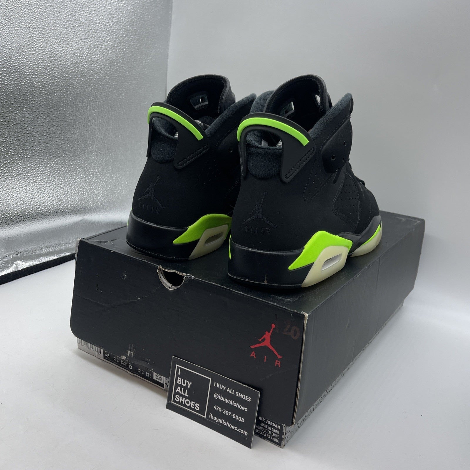 Size 8.5 - Air Jordan 6 Retro Electric Green 2021 Black Suede (CT8529-003)