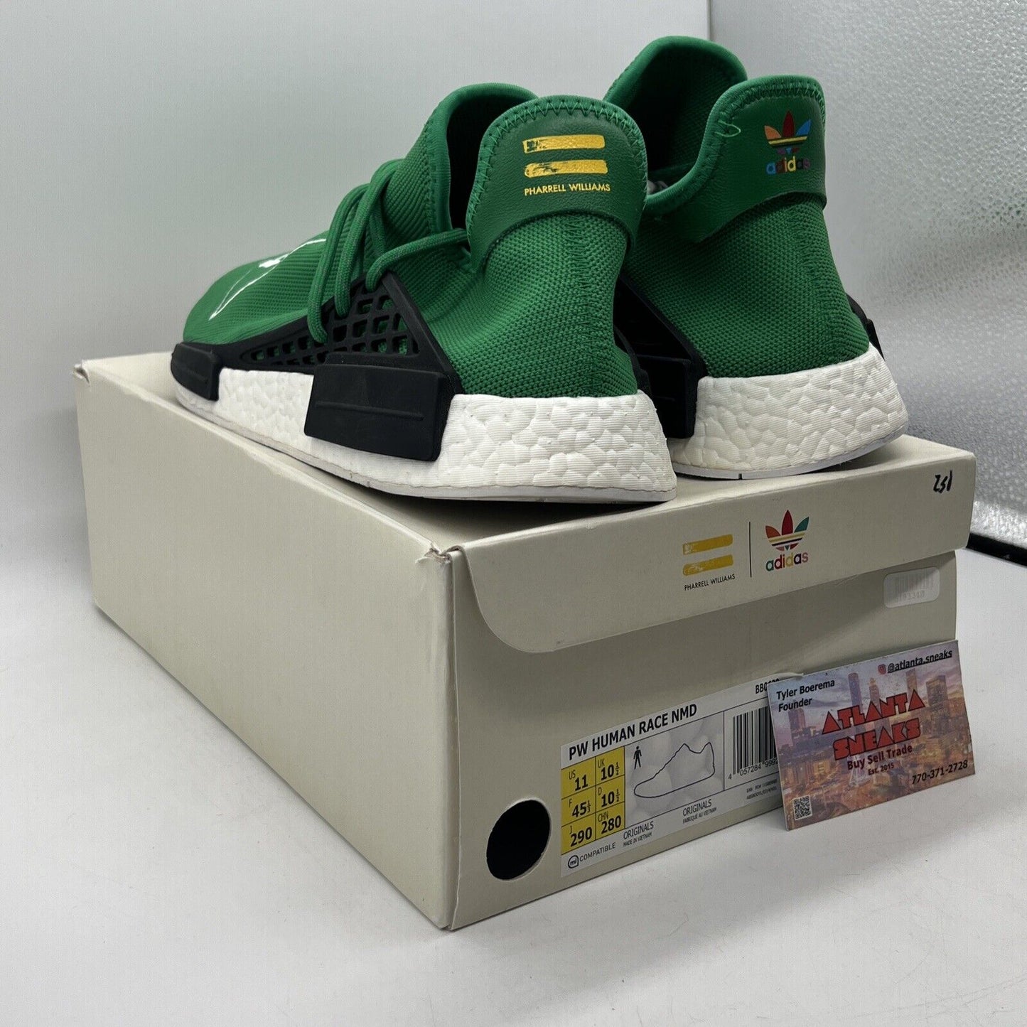 Size 11 - adidas Pharrell x NMD Human Race Green White Black (BB0620)