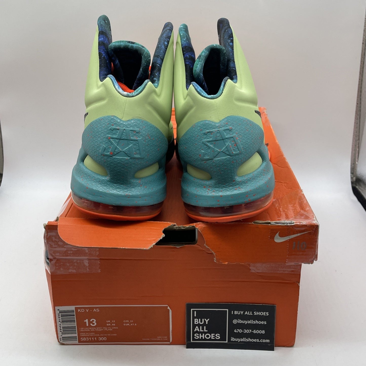 Size 13 - Nike KD 5 All-Star Extraterrestrial Green Black Leather (583111-300)