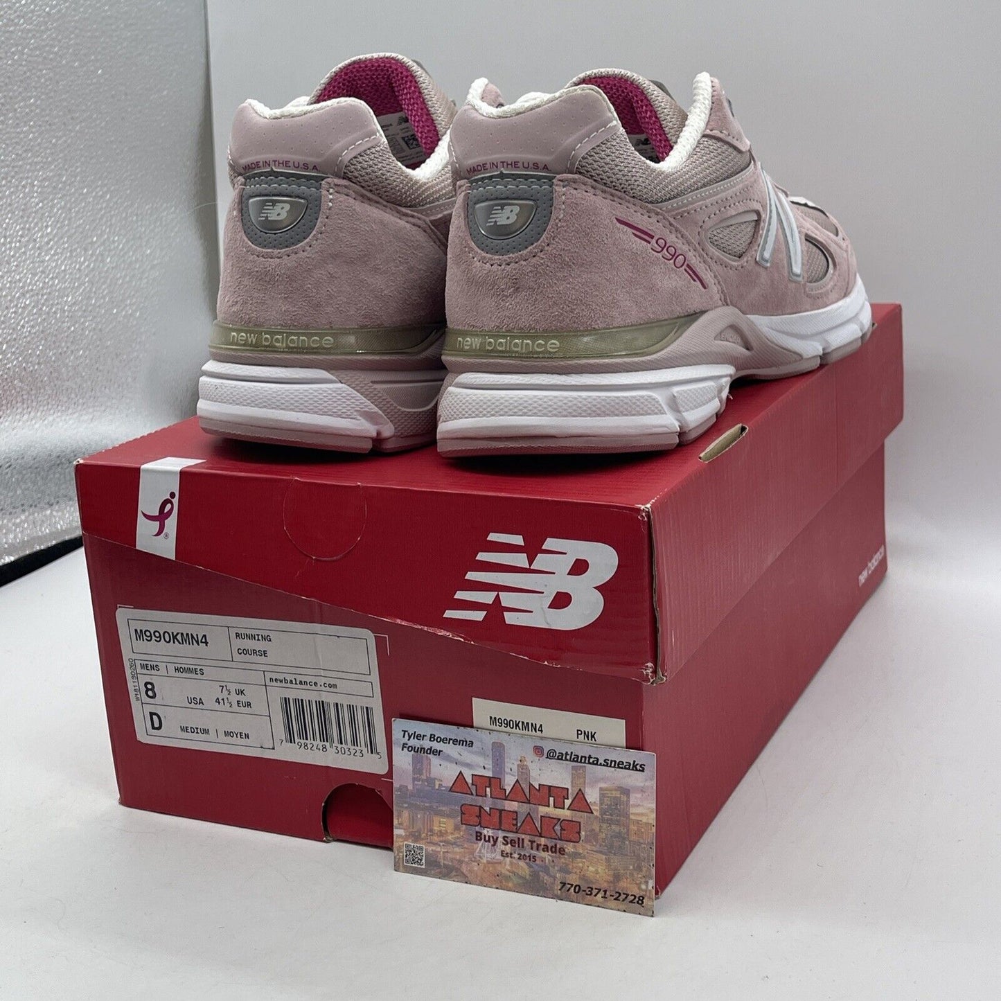 Size 8 - New Balance 990v4 Made In USA Pink Ribbon Suede Leather (M990KMN4)