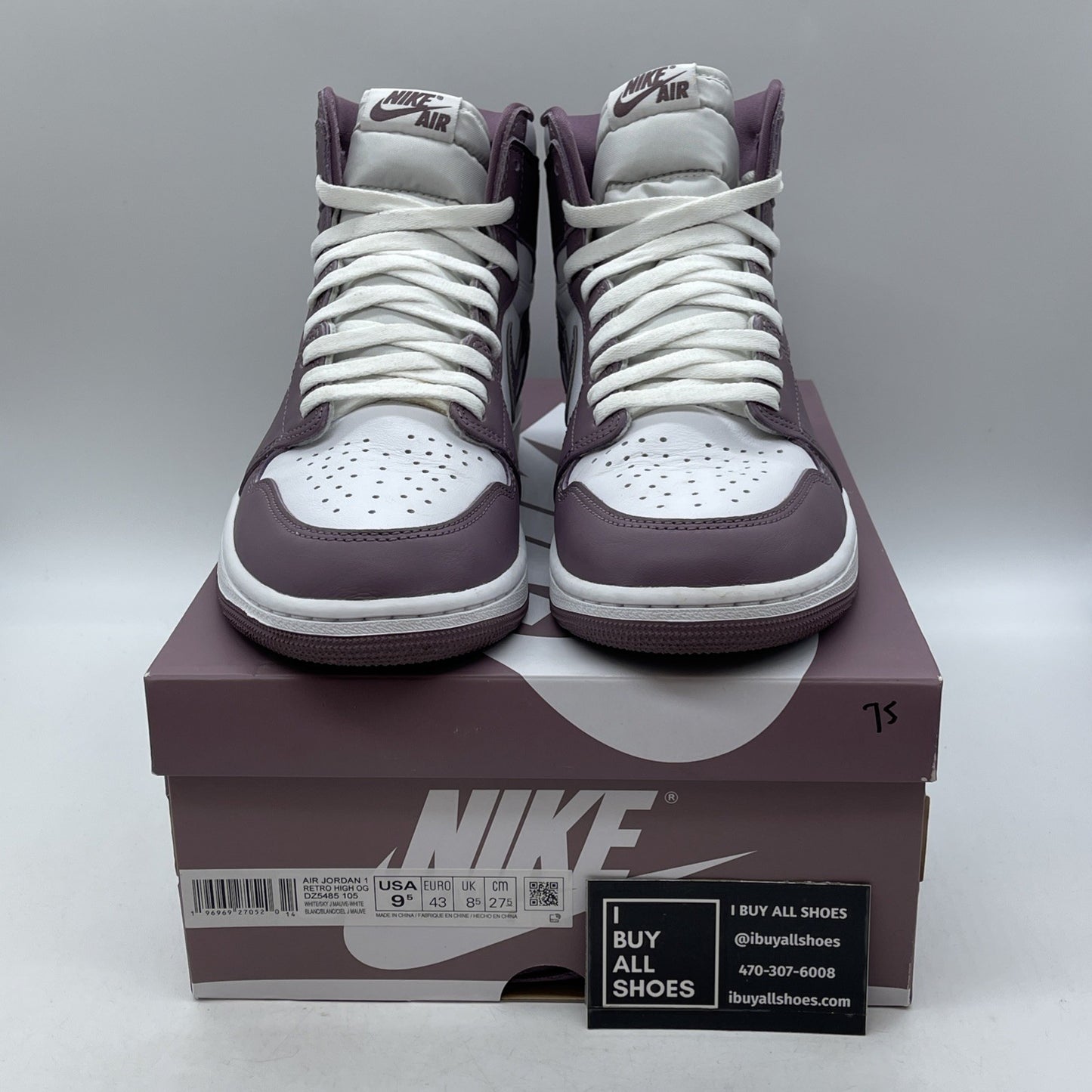 Size 9.5 - Air Jordan 1 Retro OG High Mauve Purple White Leather (DZ5485-105)