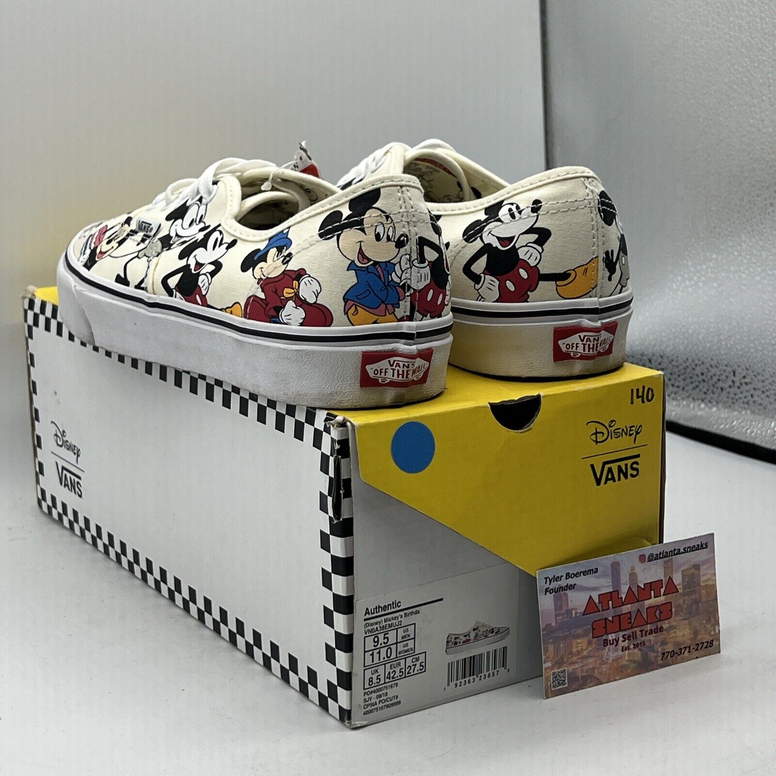 Size 9.5 - VANS Disney x Authentic Mickey's Birthday Red Blue Yellow White