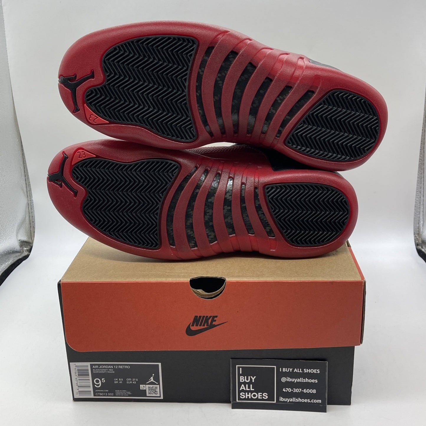 Size 9.5 - Air Jordan 12 Retro 2025 Flu Game Black Red Leather (CT8013-002)