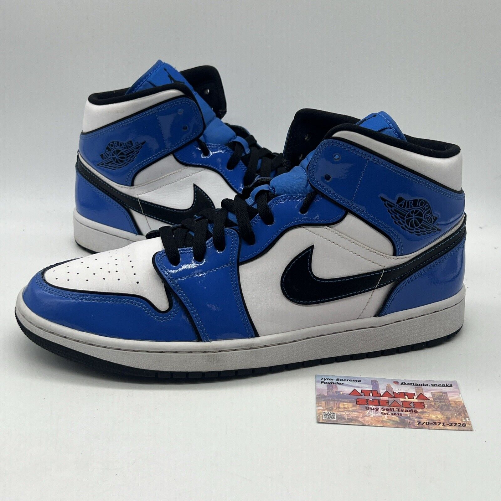 Size 12 - Air Jordan 1 SE Signal Blue Black White Leather