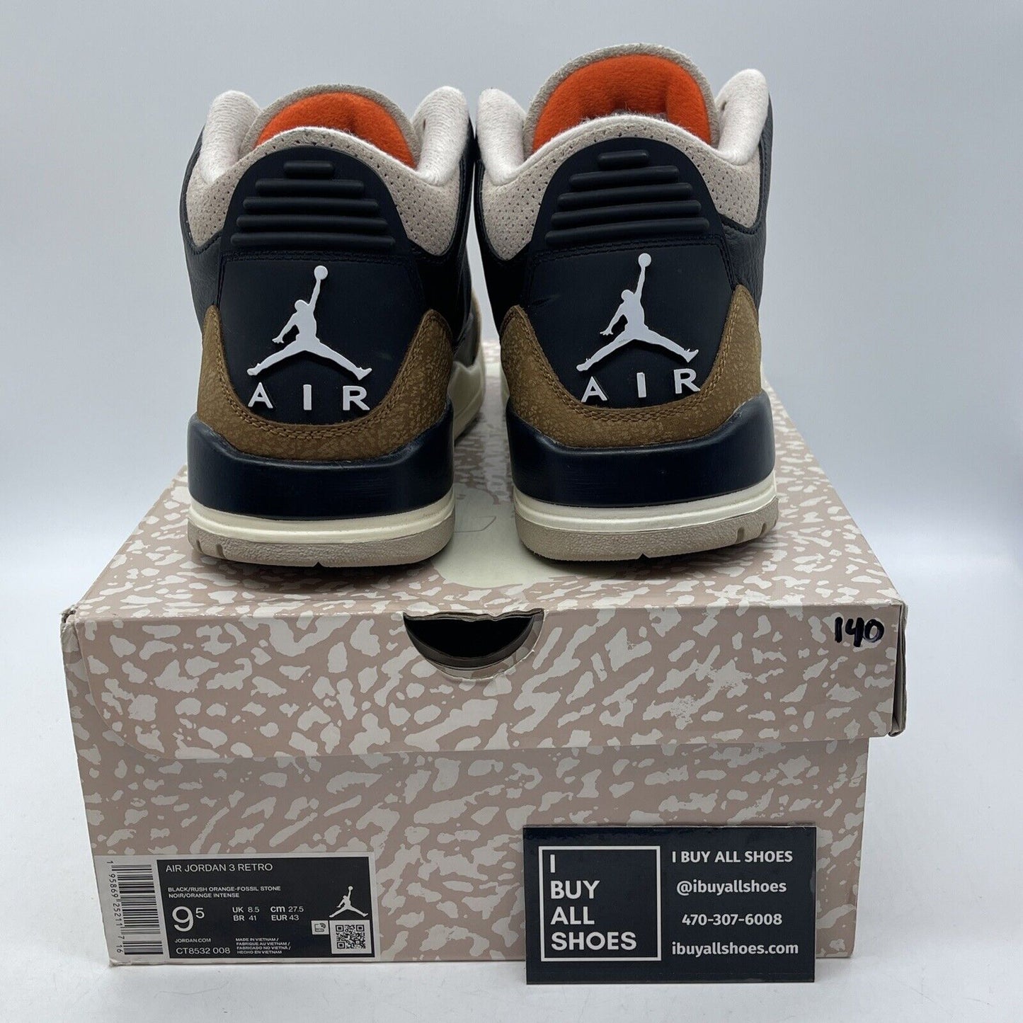 Size 9.5 - Jordan 3 Retro Mid Desert Elephant Brown Black Suede (CT8532-008)